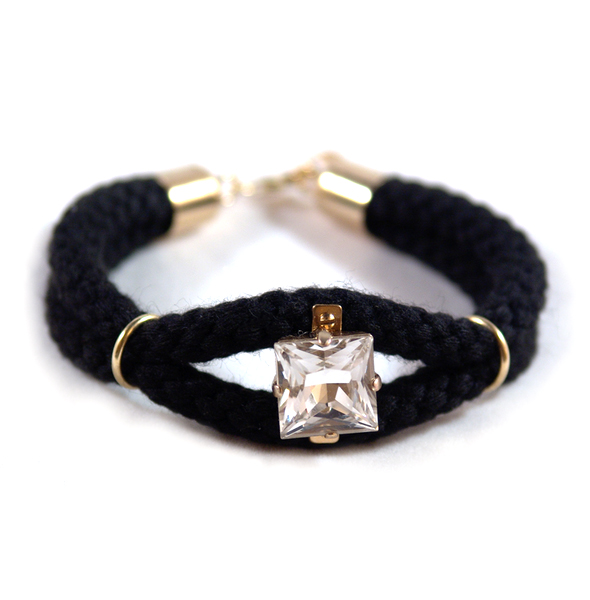 SABRINA DEHOFF™ Double Cord Swarovski Bracelet - Black SABRINA DEHOFF™ Double Cord Swarovski Bracelet - Black